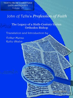 cover image of John of Tella's "Profession of Faith"